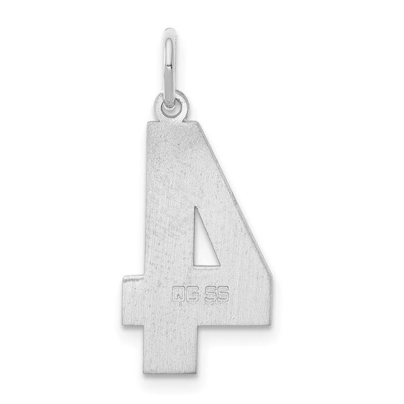 Sterling Silver, Athletic Collection, Large Polished Number 4 Pendant - Picture 3 of 5